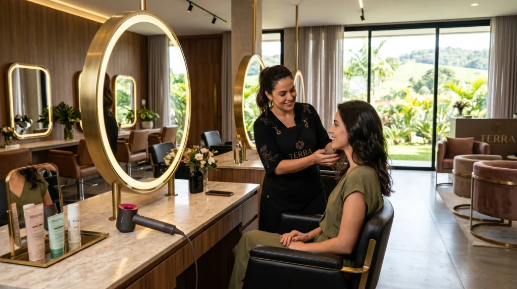 Salão de beleza moderno em São Carlos com atendimento profissional e ambiente sofisticado