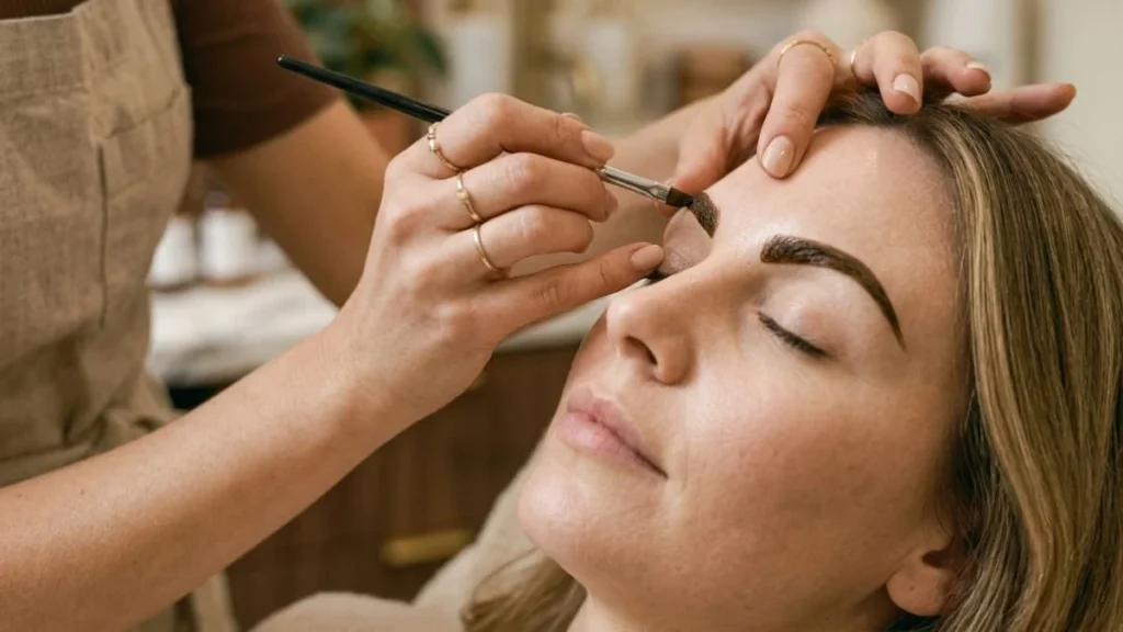 Aplicação de henna para sobrancelhas no salão