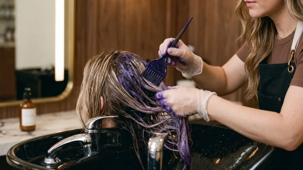 Matização pós-luzes para manter o tom do cabelo